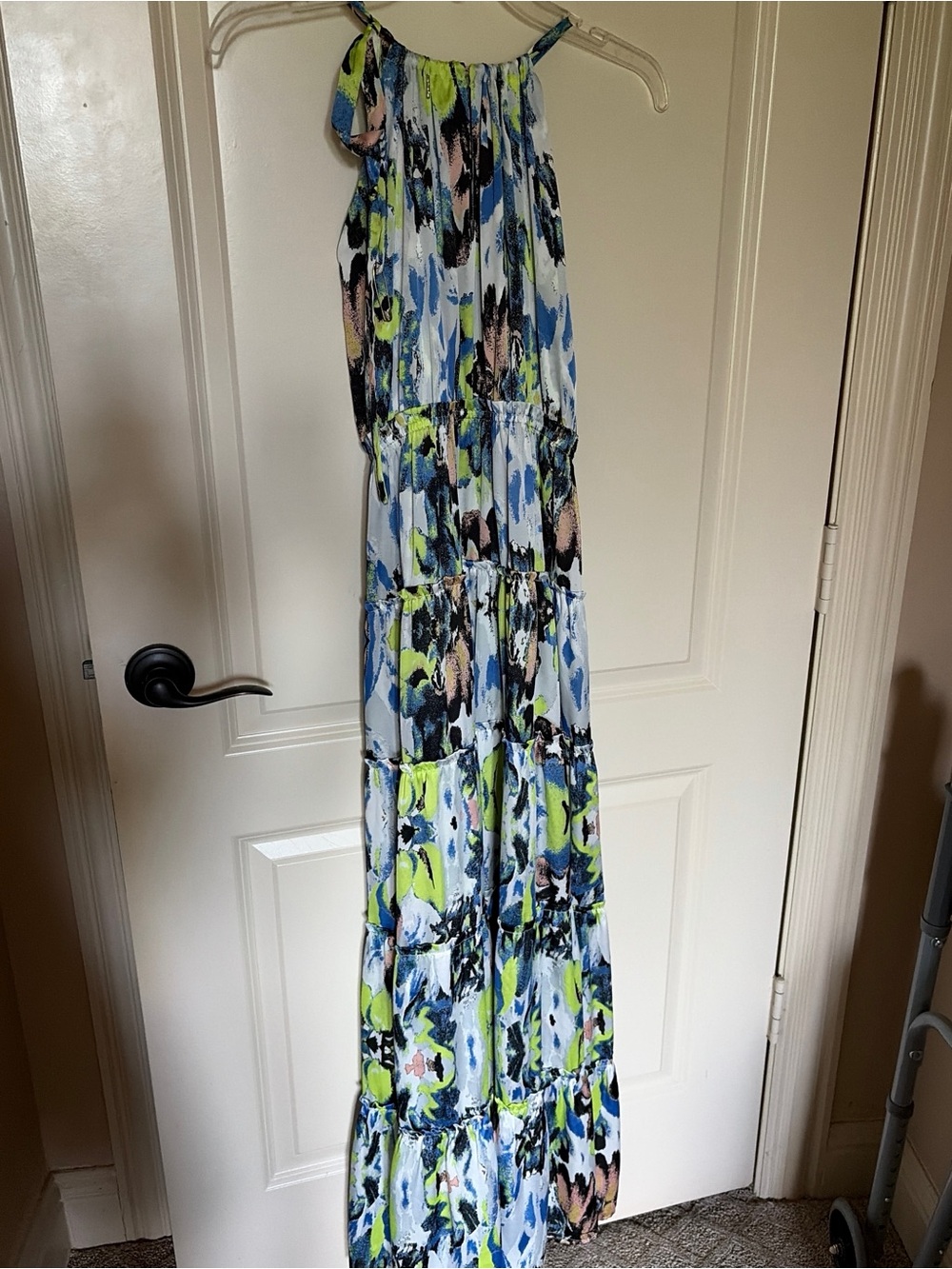 The Kooples Abstract Watercolor Tiered Maxi Dress